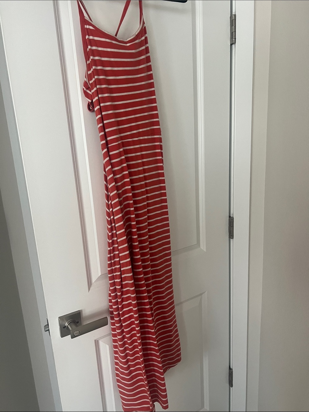 Red and White Striped Maxi Slip Dress